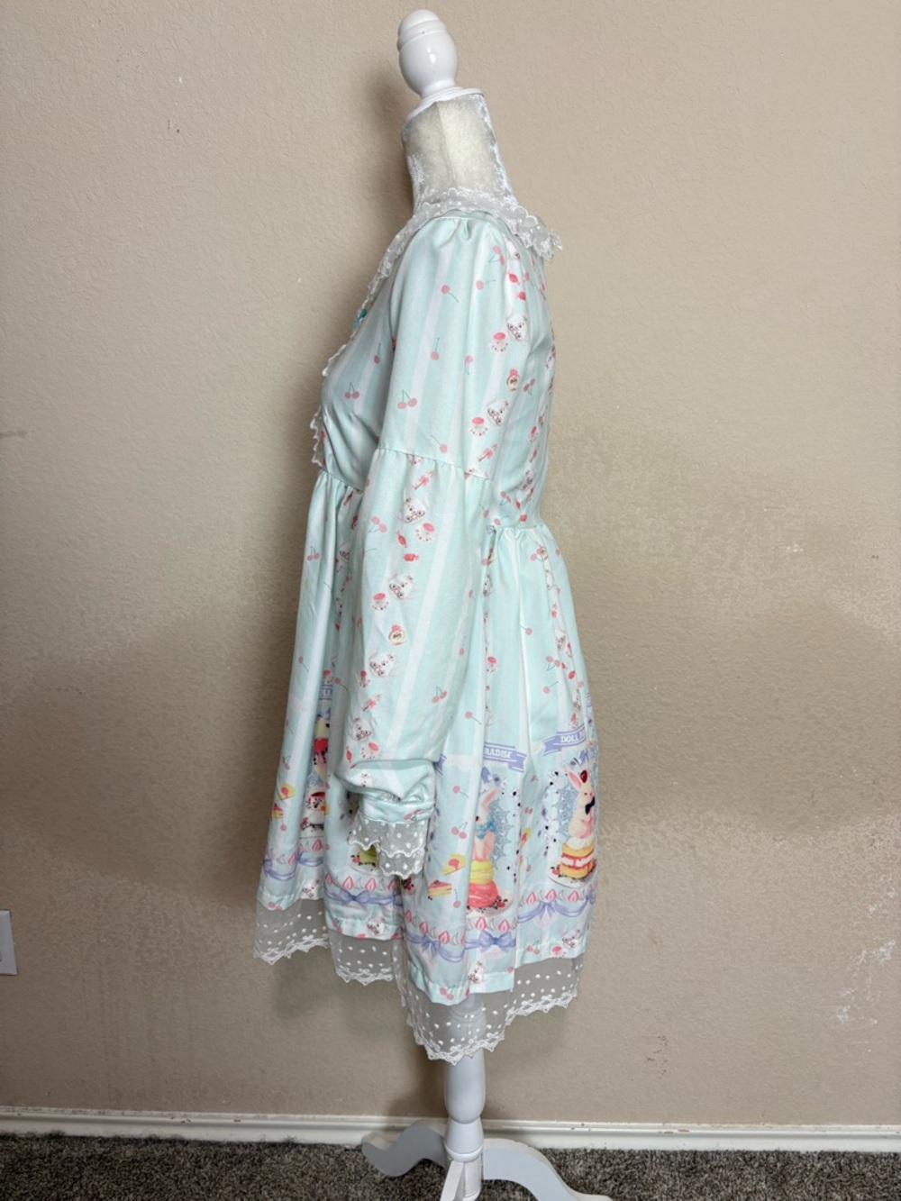 Sweet Lolita Pastel Bunny Cake Lace Mini Dress Kawaii Harajuku Coquette Small - Picture 7 of 10